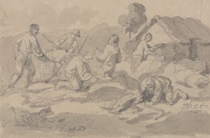 Landarbeiders die Koren Dorsen